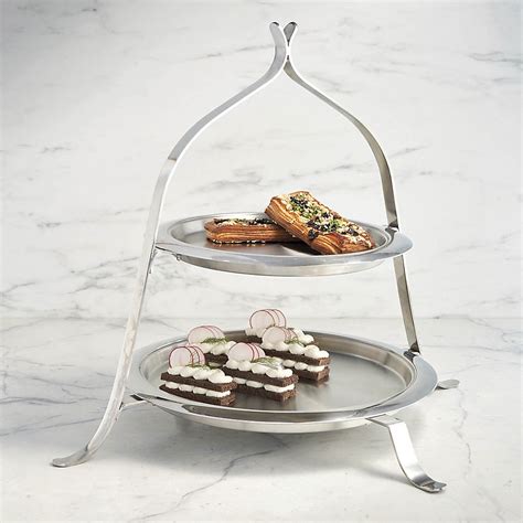 Hot/Cold 3-pc Serving Set with Tiered Stand & Stainless Steel Trays