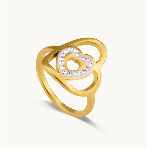Gold Double Heart Ring – PALMONAS