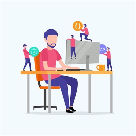 Programmers code the web site on the computer | Premium Vector