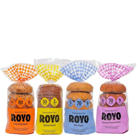 Amazon.com: ROYO Classic Bagels, 70-80 Calories, 5-6G Net Carbs,10G Protein (Starter Pack 4 ...