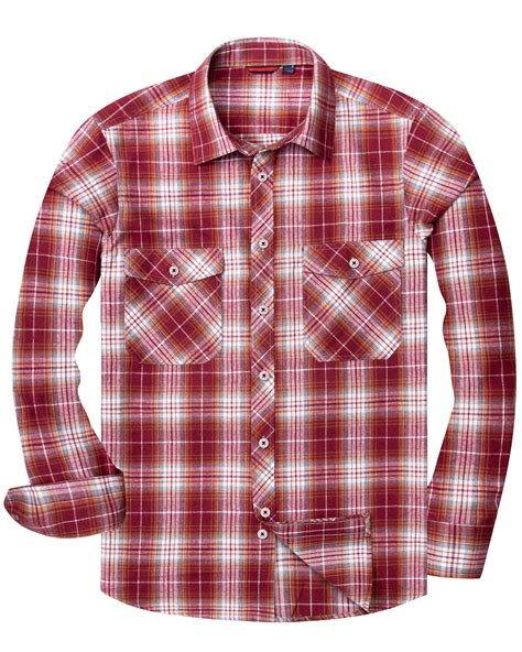 Alimens & Gentle Red Plaid Flannel Shirts for Men Long Sleeve Casual ...