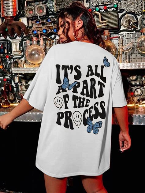 SXV 'Its all a pat of the process’ Printed Cool Aesthetic Oversized T ...