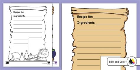 Magic Potion Recipe Writing Worksheet