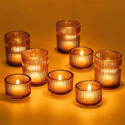 Amazon.com: 20 Pack Votive Candle Holders for Tea Light Candles, Amber ...