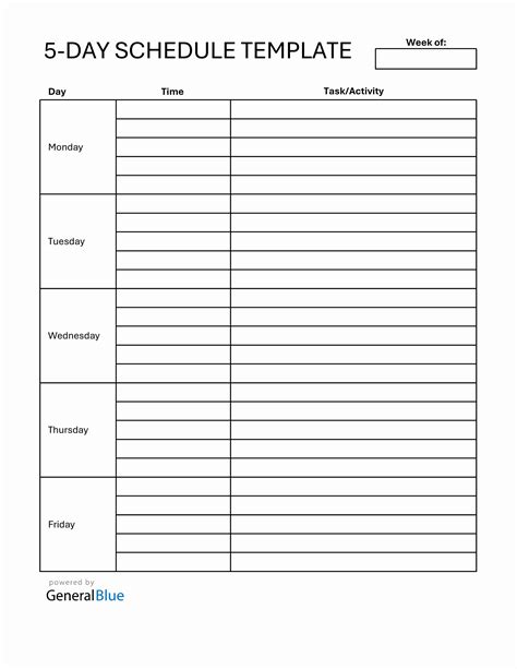 Image result for Excel Weekly Schedule Printable