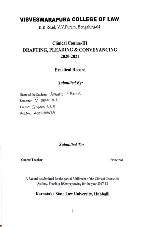 Clinical Course-III Practicals: Drafting, Pleading & Conveyancing - Studocu