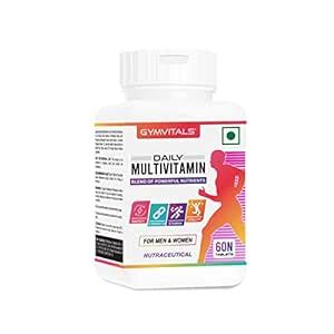 Gymvitals Daily Multivitamin for Men and Women, 60 Multivitamin Tablets ...