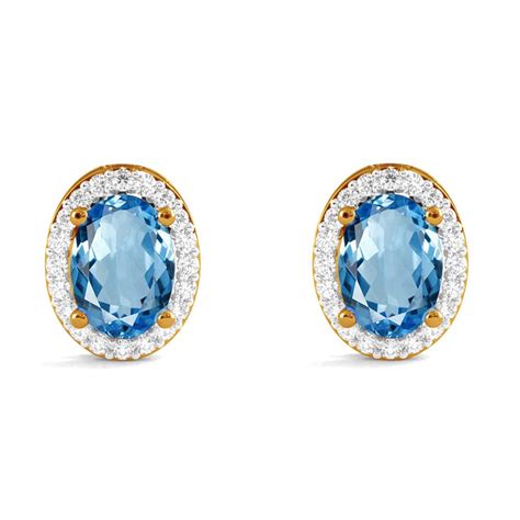 Buy CLARA 925 Sterling Silver Blue Earrings with Screw Back | Gold ...