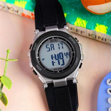 Buy Online Zoop Digital Watch with Silver Case, Digital Dial & Black ...