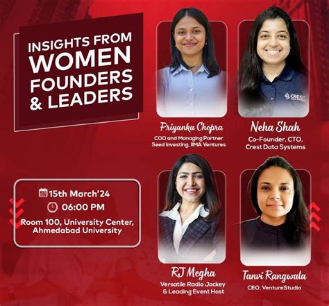 Insights from Women Founders & Leaders, Ahmedabad University, Room No ...
