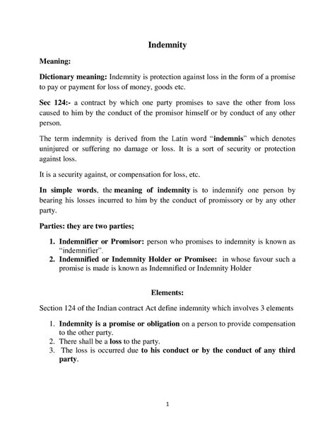 Contract 2 unit 1 final - Indemnity Meaning: Dictionary meaning ...