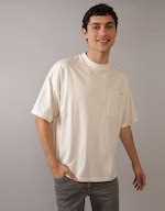 Buy American Eagle Men Cream Heavyweight Oversized Pocket T-Shirt Online