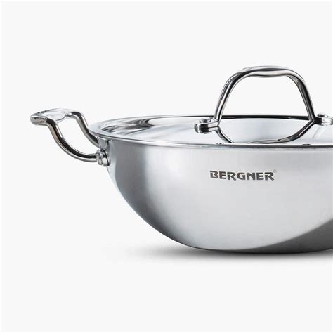 Buy BERGNER Argent Silver Stainless Steel Induction-Base Kadhai with ...