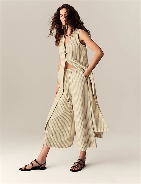 Buy Striped Culotte Trousers at Marks & Spencer