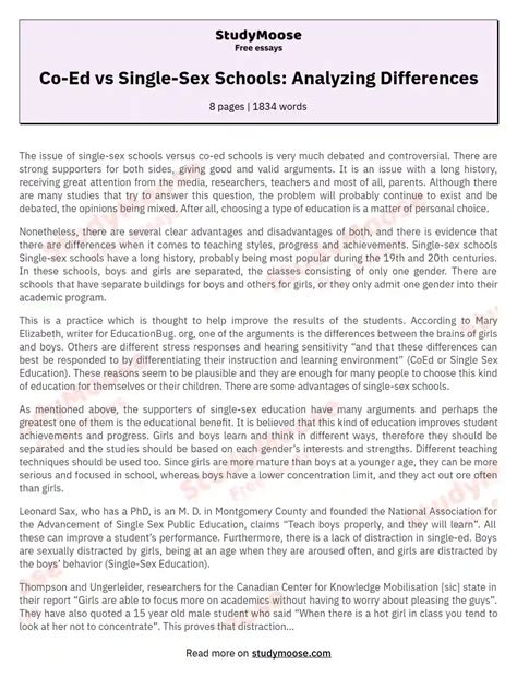 Comparing and Analyzing the Differences Between Co-Ed Schools and ...