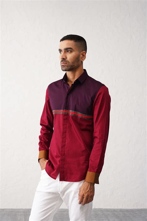 Crimson Color-block Shirt from the Colorful Shirts India Edit | Seven DC