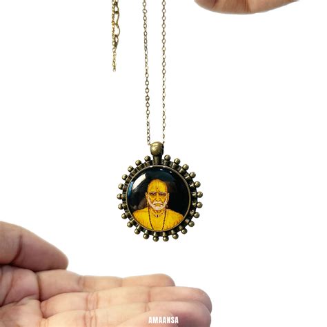 Swami Samarth Pendant | Hand‑Painted Miniature Devotional Necklace ...