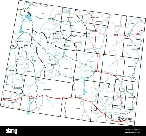 Detailed road map of wyoming