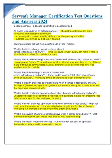 Servsafe Manager Certification Test Questions and Answers 2024 ...