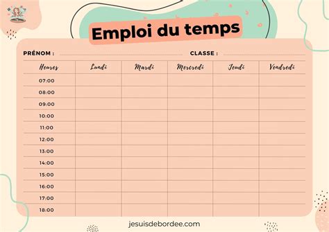 Emploi Du Temps Editable HTML/JavaScript 的图像结果