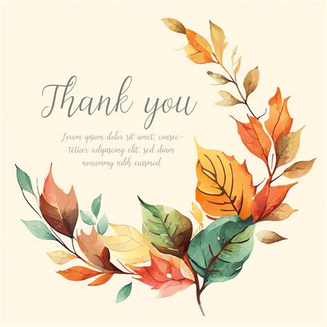 Premium Vector | Thank you card hand drawn autumn leaves watercolor
