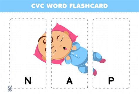 Lernspiel für Kinder, die Konsonant-Vokal-Konsonant-Wort mit niedlichem ...