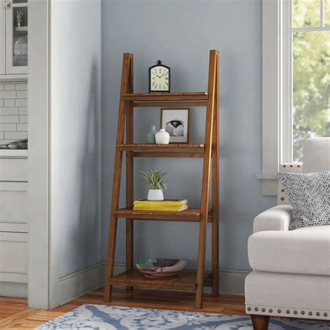 Dark Wood Ladder Bookshelf at Curtis Dolan blog