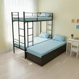 s k grill art Wrought Iron Bunk Bed with Storage Box with Mattress for ...
