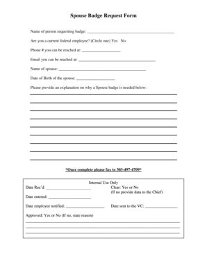 Fillable Online boulder nist Spouse Badge Request Form - boulder nist ...