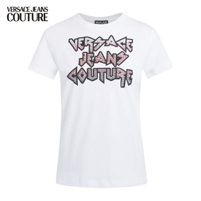 Versace 范思哲 Jeans Couture奢侈品女装21春夏女士logo印花t恤 B2hwa7ga-30382 White-003白色 ...