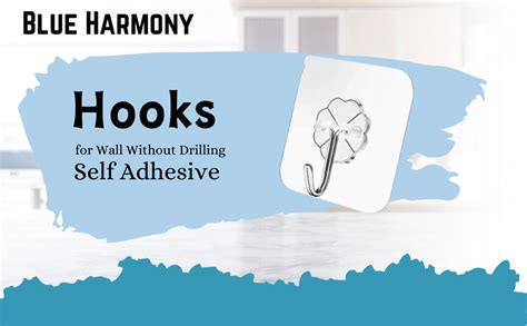 Blue Harmony Wall Hanging Hooks for Wall Without Drilling, Self ...