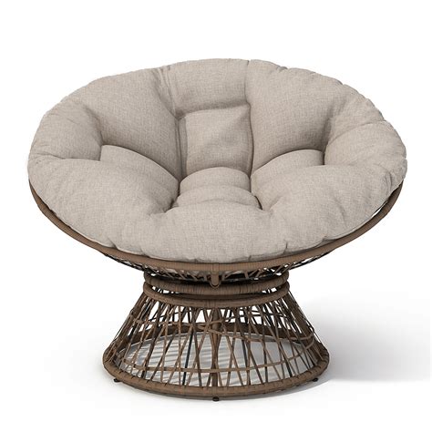 Papasan Wicker Chair with Fabric Cushion and 360 Degree Swivel - Pier 1