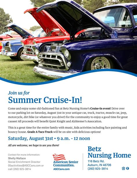 Summer Cruise-In at Betz Nursing Home, Auburn on 31st August, 2024