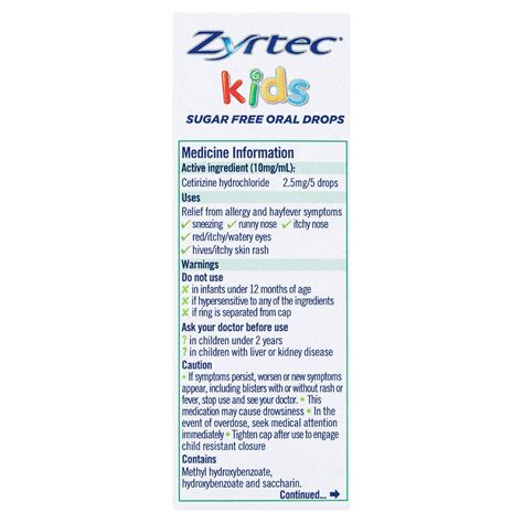 Zyrtec Oral Drops | Zyrtec Dosage for Kids | Zyrtec Children's Liquid