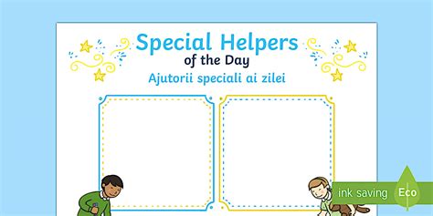 Black and White Special Helpers of the Day Poster English/Romanian