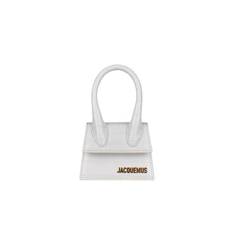 Luxury handbag - Jacquemus mini bag in white croco embossed leather