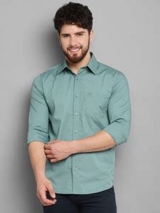 Allen Cooper Men Solid Casual Green Shirt - Buy Allen Cooper Men Solid ...