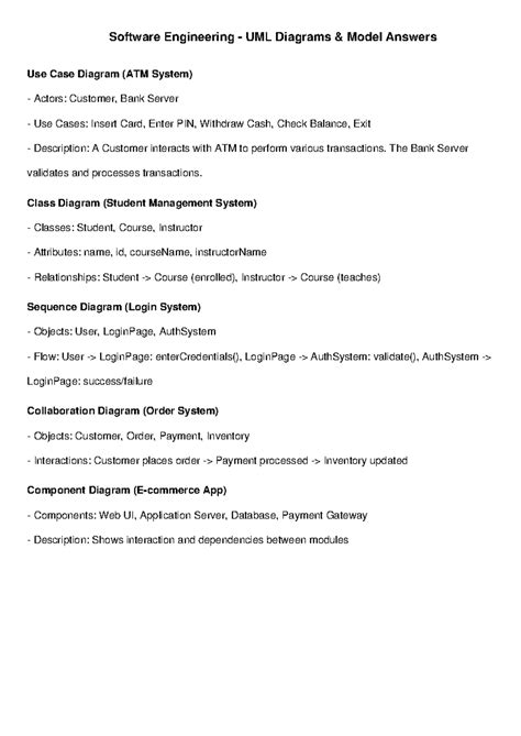 UML Diagrams Model Answers for SE JNTUH - Studocu