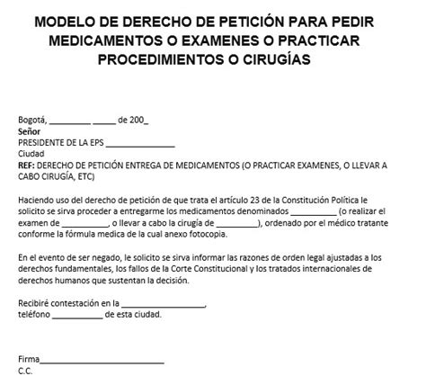 MODELO de DERECHO de PETICIÓN para SALUD - ¡DESCÚBRELO!