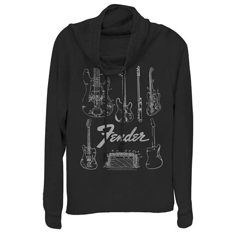 Juniors' Fender Guitars & Amp Cowlneck Graphic Lightweight Long Sleeve