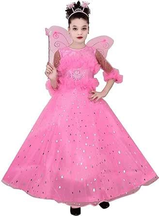 M T Enterprises Net Stitched Flared/A-line Angel Gown for Girls (Pink ...