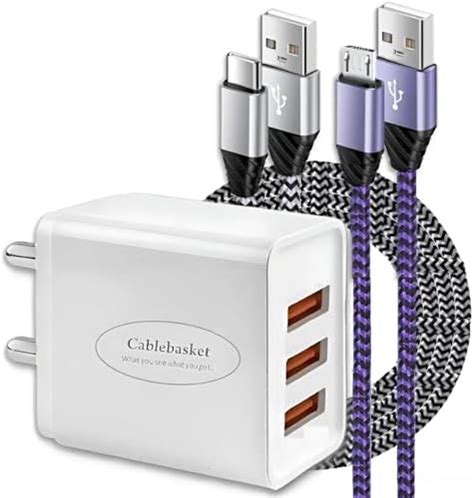 cablebasket Mobile Charger Adapter Fast Charging Multi 3 USB Ports 3.1 ...
