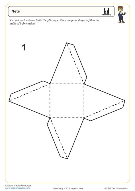 Nets of a Cube Worksheet | Printable PDF Year 7 and Year 8 Geometry ...