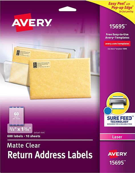 Avery Printable Return Address Labels with Sure Feed 2/3" x 1-3/4 ...