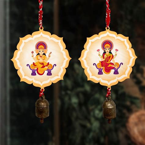 Wooden Ganesh Laxmi Hanging Bells – ChitraChaya