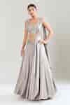 Buy Gray Satin, Georgette, Organza Sequins, Embroidery Floral Lehenga ...