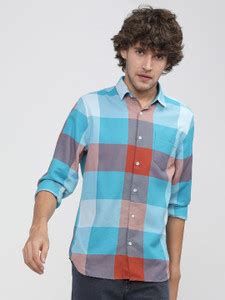 KETCH Men Checkered Casual Blue Shirt - Buy KETCH Men Checkered Casual ...