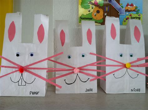 Easter bunny bags made from white paper lunch sack. | Easter crafts ...