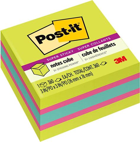 Amazon.com : Post-it Super Sticky Notes, 3x3 in, 3 Pads, 2X The ...
