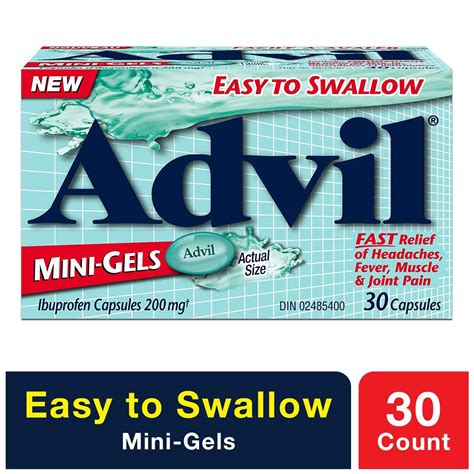Advil Mini-Gels (30 Count), 200 mg ibuprofen, Temporary Pain Reliever ...